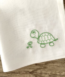 Sammy, die Schildkröte | Stofftaschentuch für Kinder (Monogramm R)