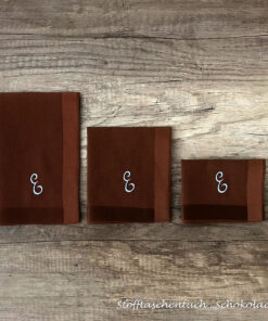 Schokolade - Stofftaschentuch für Damen mit Monogramm E