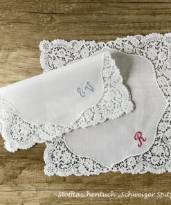 Schweizer Spitze - Stofftaschentuch für besondere Anlässe (Monogramm & Initialen)