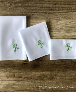 Sie & Er - Stofftaschentuch für Damen und Herren mit Monogramm R