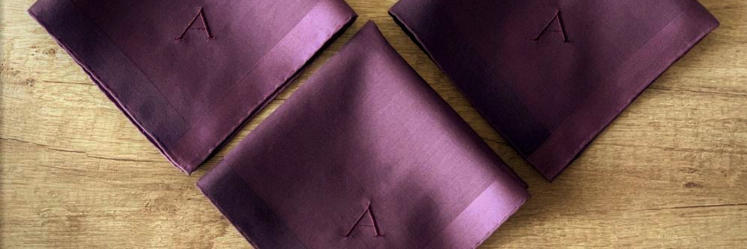 Mauve - Stofftaschentuch für Damen mit Monogramm A