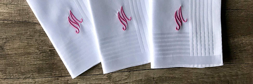 Elegante Linien - Stofftaschentuch für Herren mit Monogramm M