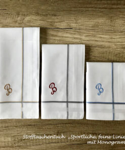 Sportliche, feine Linien - Stofftaschentuch für Herren mit Monogramm B