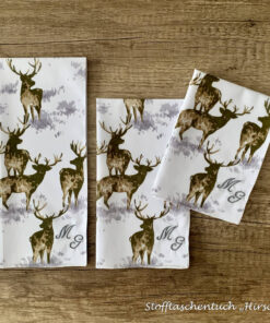 Hirsch - Stofftaschentuch für Herren mit Initialen MG