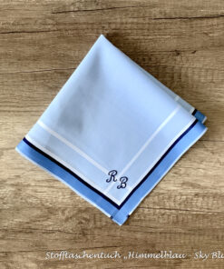 Himmelblau | Sky-Blue - Stofftaschentuch fur Herren (Initialen RB)